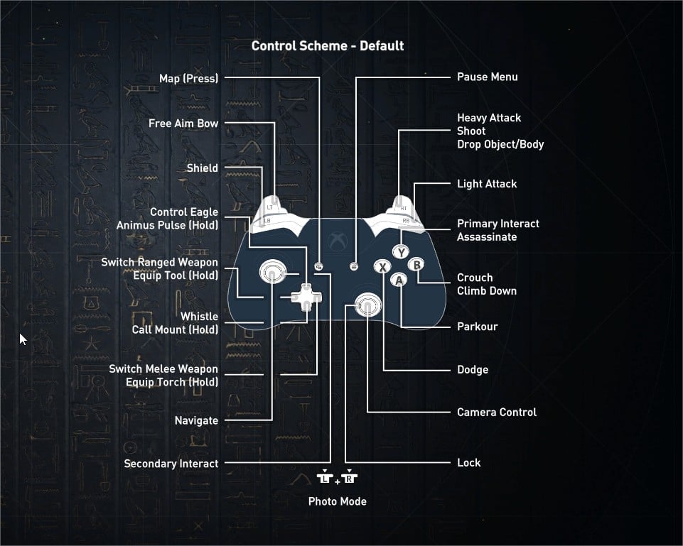 Assassin S Creed Origins Xbox One Controls - roblox assassin controls