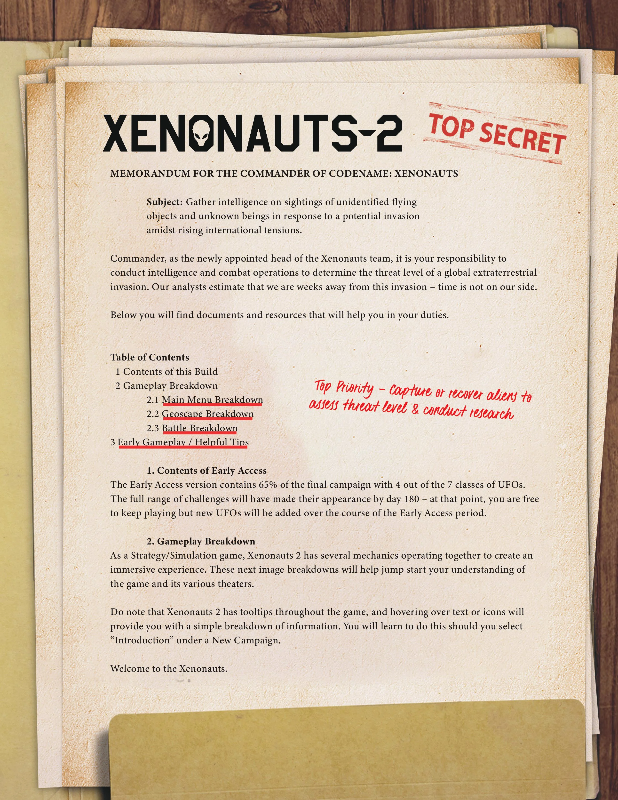 Xenonauts 2 - Official Early Access Quick Start Guide Xenonauts 2 - Official Early Access Quick Start Guide