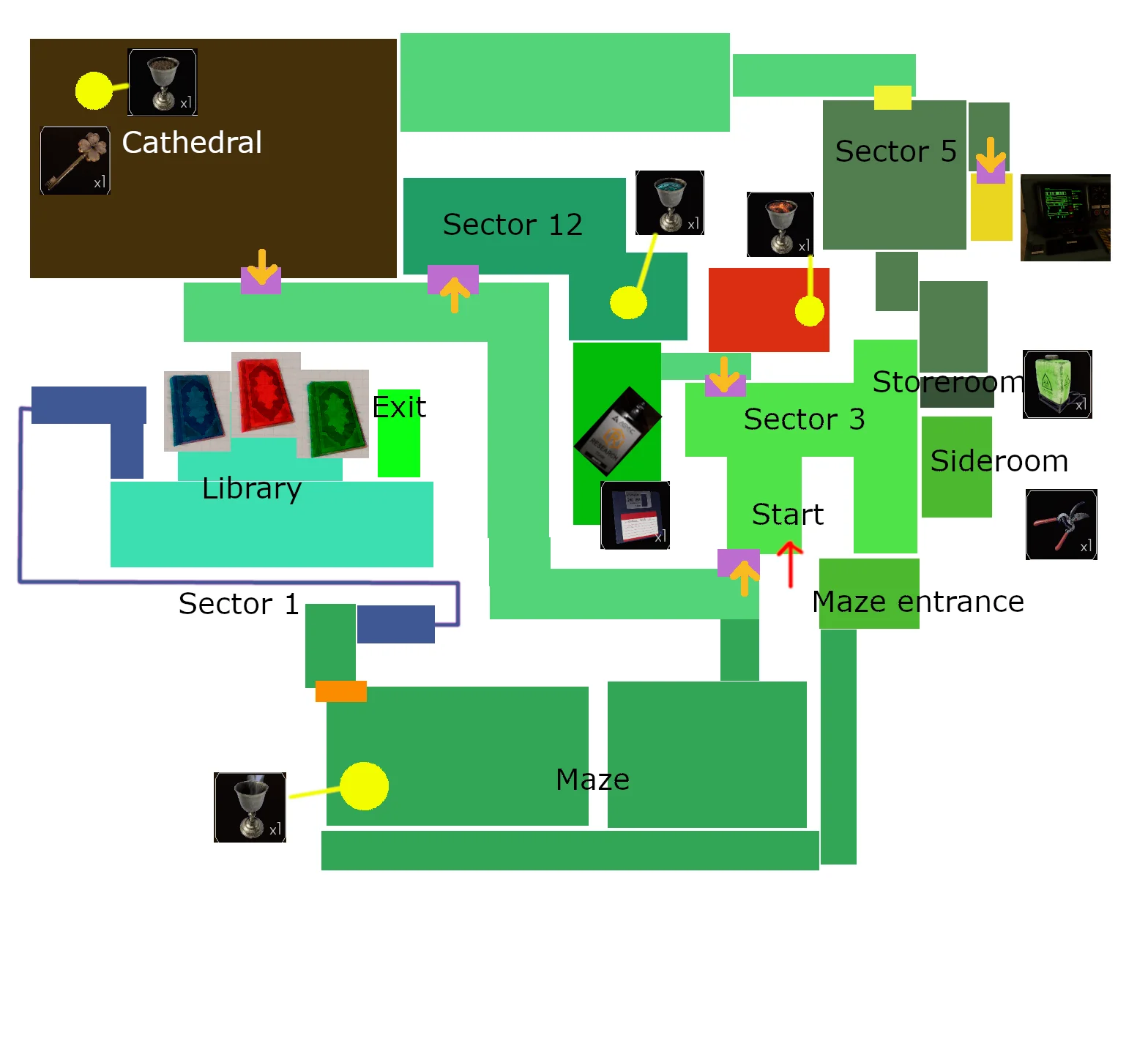 Grassrooms - Progression guide + Map